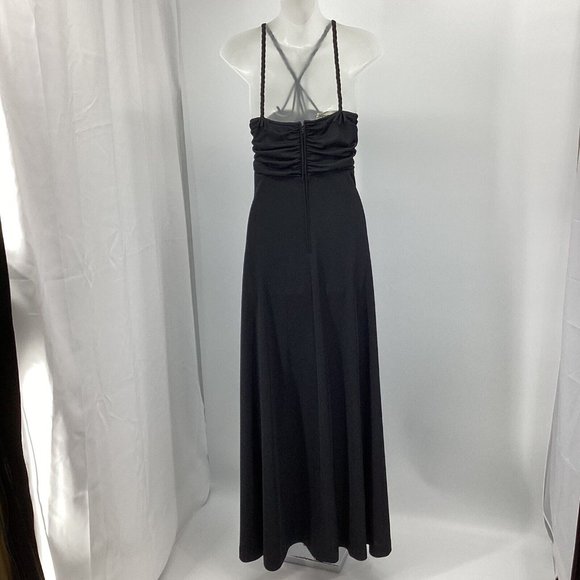 Vintage Ayres Unlimited Womens Size S/M Black Strappy 60's-70's Maxi Dress Disco - Picture 2 of 11